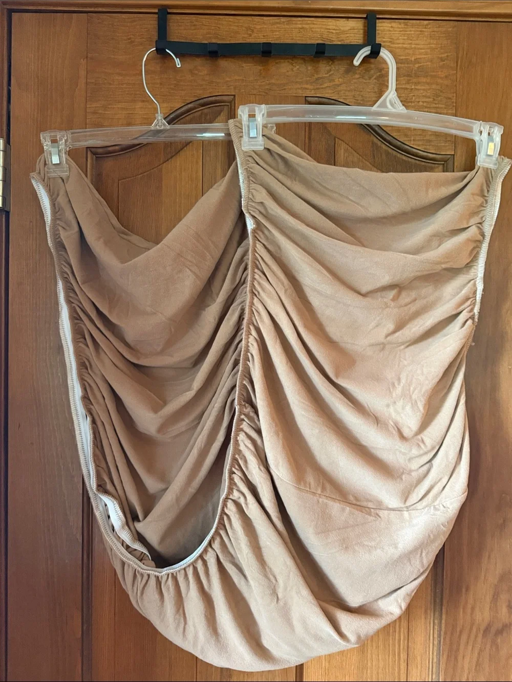 Ruched Tan Jersey Skirt